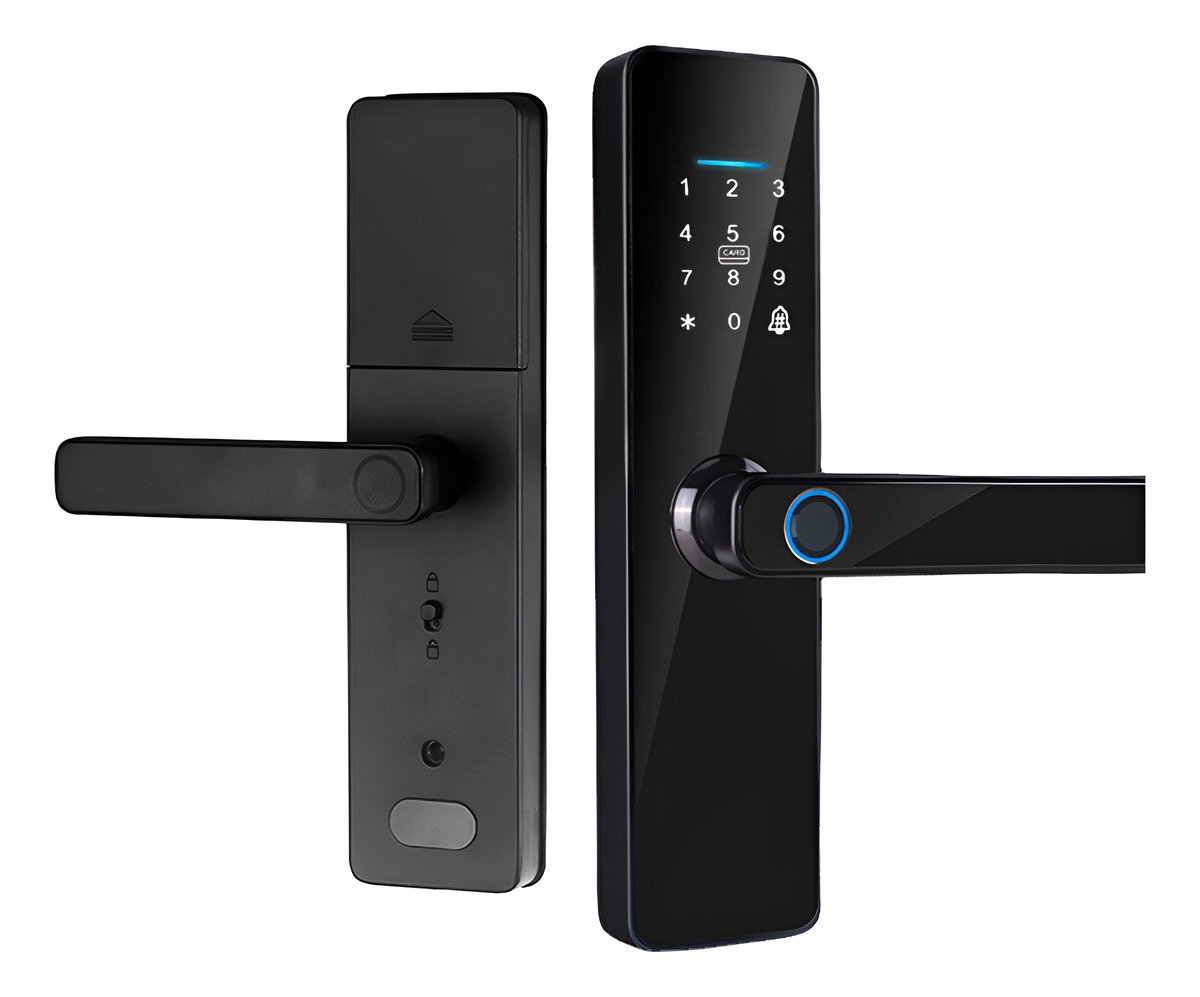 Fechadura Eletrônica Wifi De Embutir Haiz Impressão Digital + Senha + Cartão Biometria nov