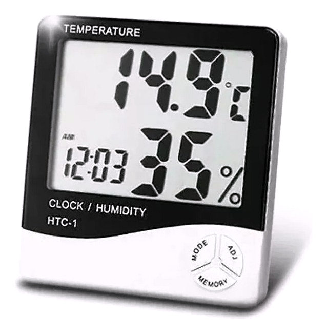 Termo Higrômetro Medidor Temperatura Umidade Relógio Digital novo