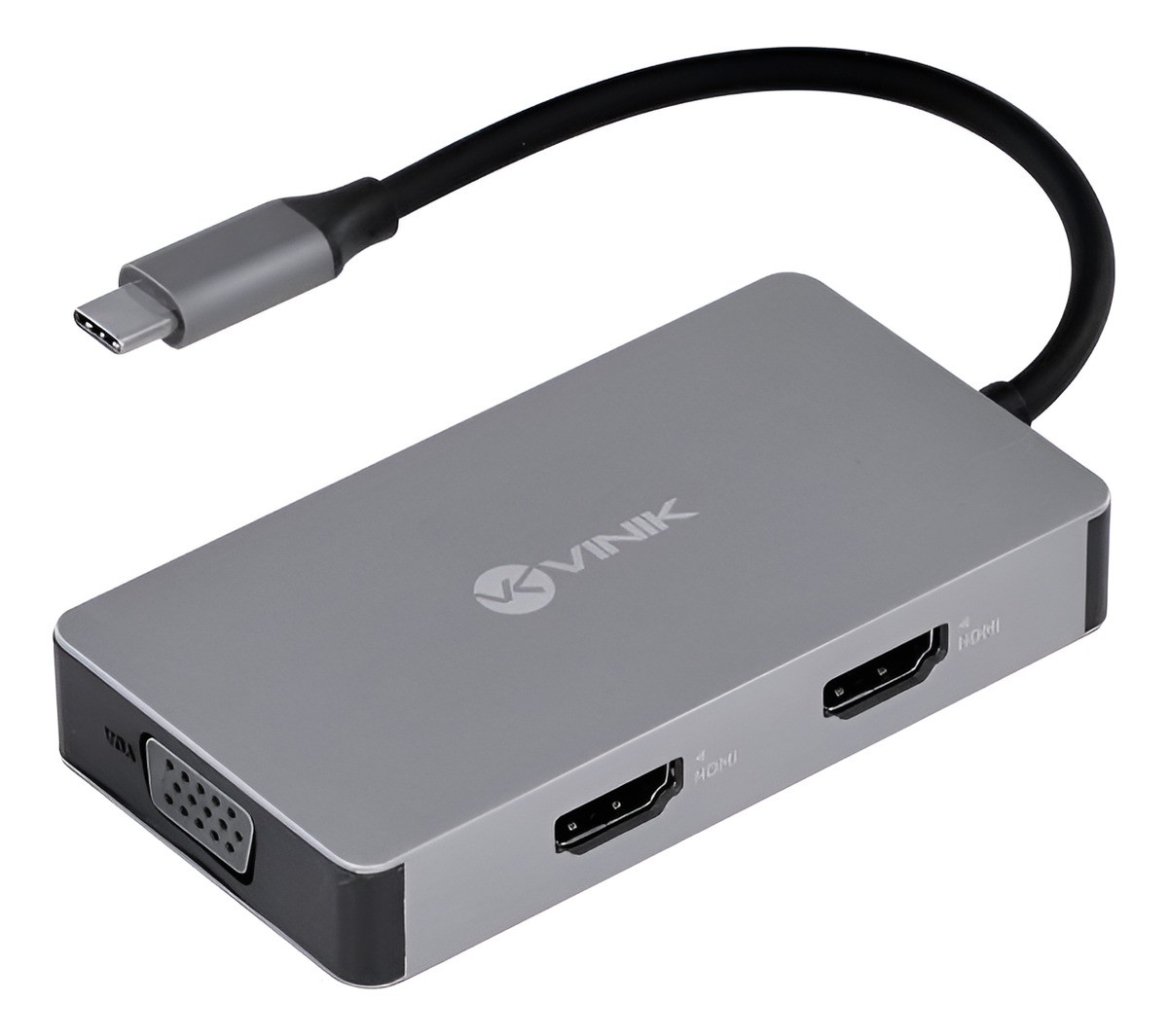 Hub Usb Tipo C / Type C 5 Em 1 Com 2 Hdmi + Vga + Usb 3.0 + Lacrado