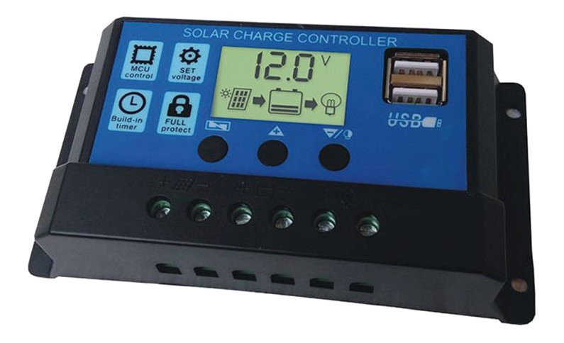 Controlador carga painel solar 20a usb 12/24v pwm