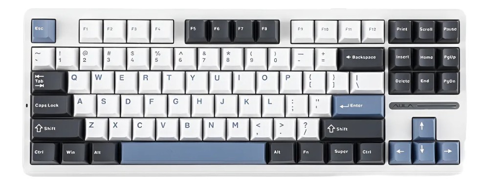 Teclado Mecânico Aula F87 Sem Fio Gamer Tri Mode Hot Swapp Branco Inglês Us lacrado
