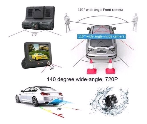 Camera Veicular Automotiva Filmadora Full Hd Frontal Ré Lcd kp s132