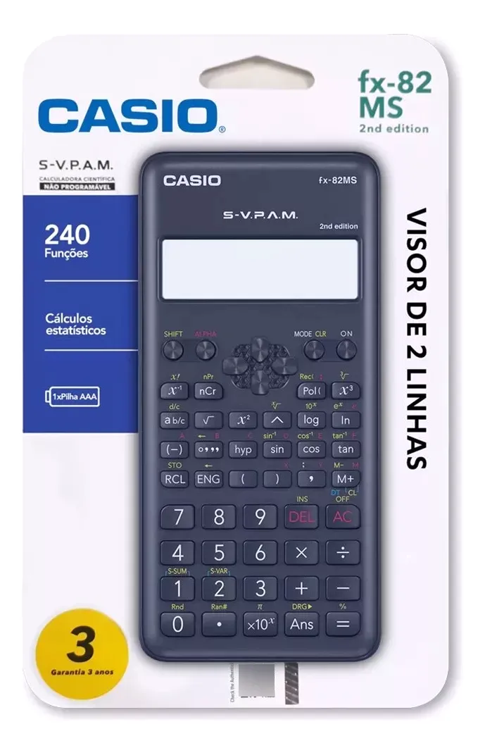 Calculadora Científica Casio Fx-82ms 2nd Edition Com 240 Funções Segunda Edição S-V.P.A.M.