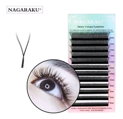 Cílios volume brasileiro em y p/ extensão de cílios nagaraku 10mm d