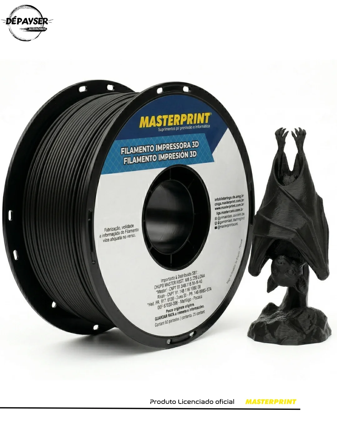 Filamento 3D PETG - 1kg masterprint preto
